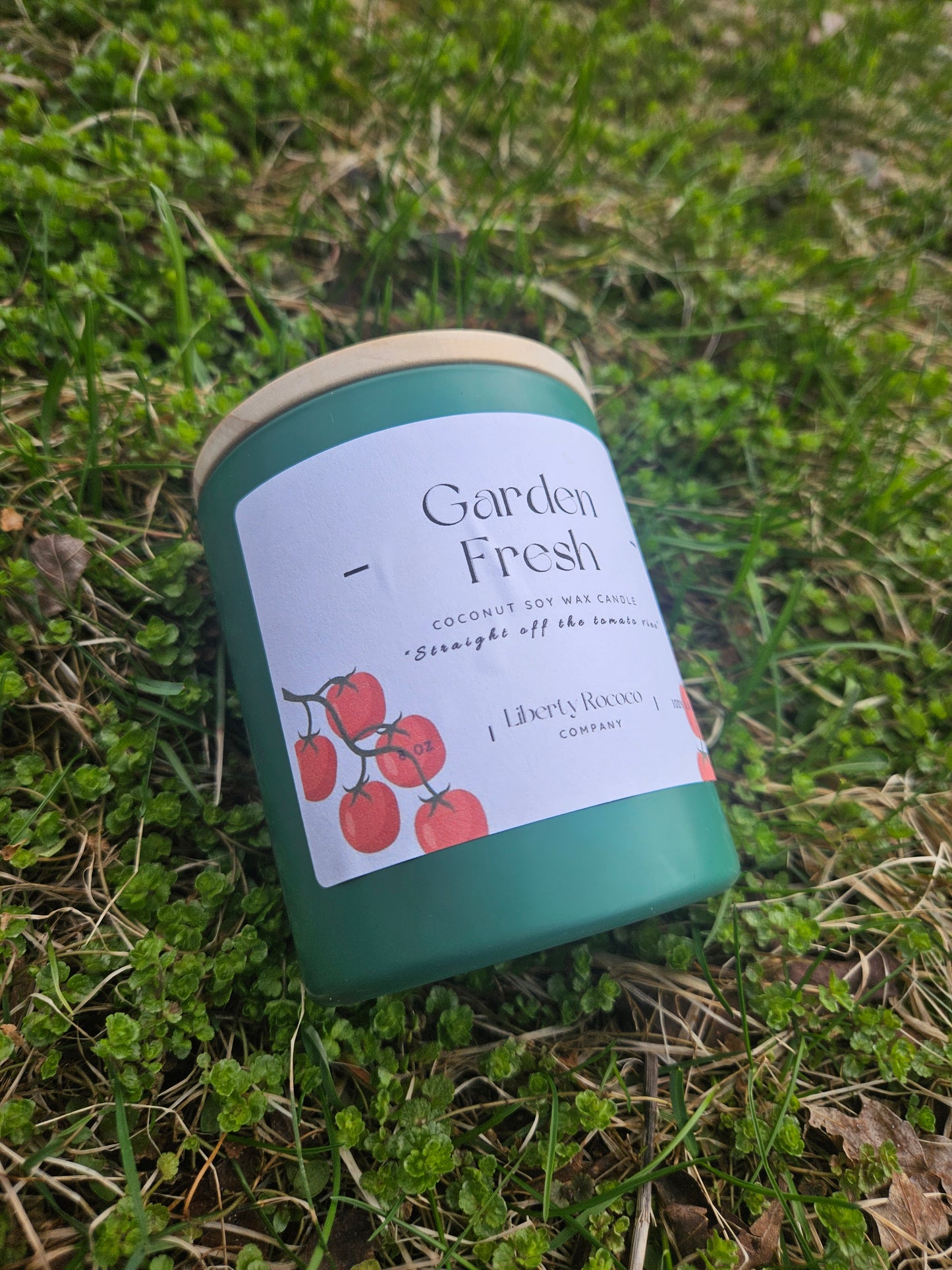 Garden Fresh 8oz Candle Coconut Soy Wax Natural Bamboo Lid